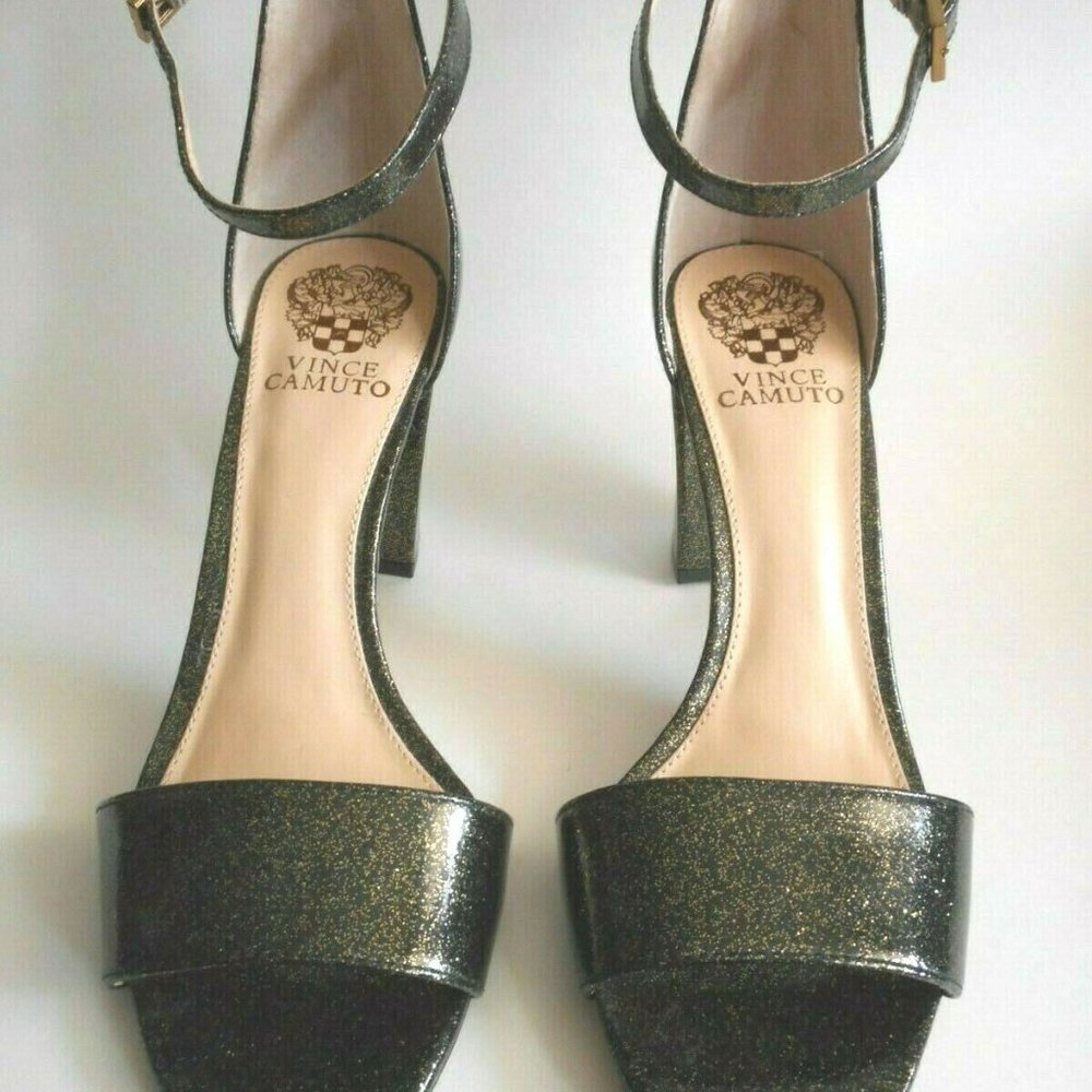 NEW VINCE CAMUTO Multi Glitter Greenish Gold Bronze Sandals - Picture 2 of 6